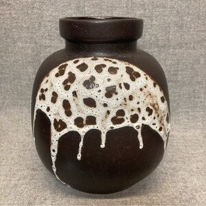 LAPID Israel Studio Art Pottery Vase #181 Abstract Fat Lava Glaze Mid Century 8”